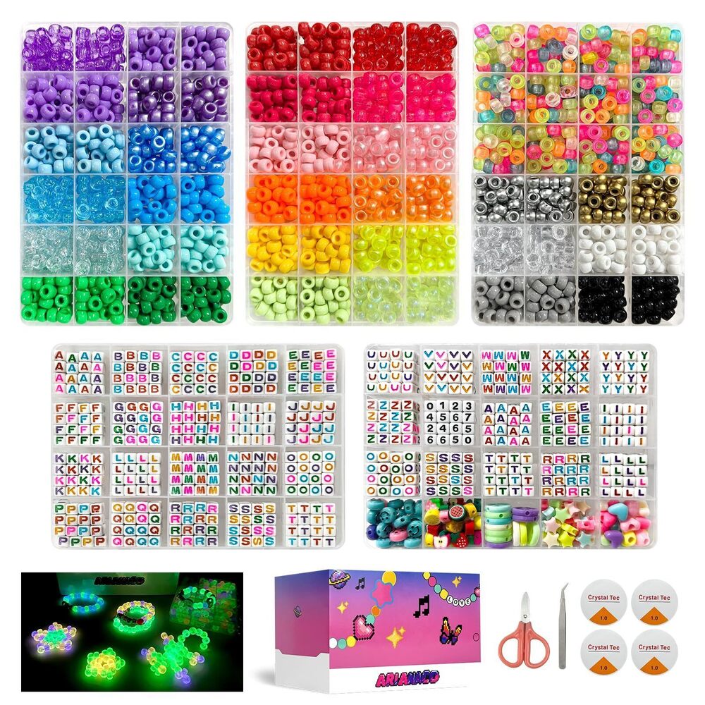 1620 Pony Beads for Bracelet Making Kit with Letter Beads for Friendship